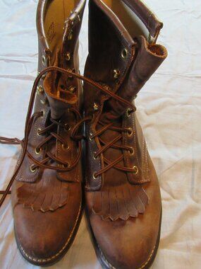 Womens Vtg Western Brown Leather Kiltie Boots Sz 7M